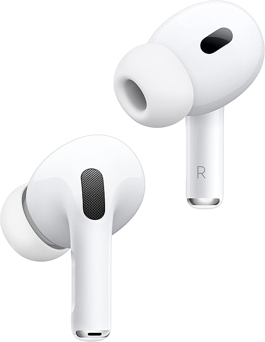 Apple AirPods Pro (2nd Generation) Wireless Earbuds with USB-C Charging – Advanced Noise Cancellation, Hearing Aid Functionality, Bluetooth Connectivity, Transparency Mode, Personalized Spatial Audio, High-Fidelity Sound, and H2 Chip