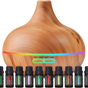 Ultimate Aromatherapy Diffuser & Essential Oil Gift Set – Modern Ultrasonic Design with 4 Timer Settings, 7 Ambient LED Colors, and Therapeutic-Grade Lavender